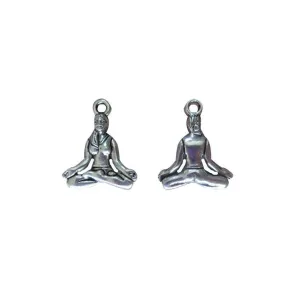 10 Pcs Tibetan Silver Yoga Meditation Position 20mm x 16mm 3D Charms Pendants