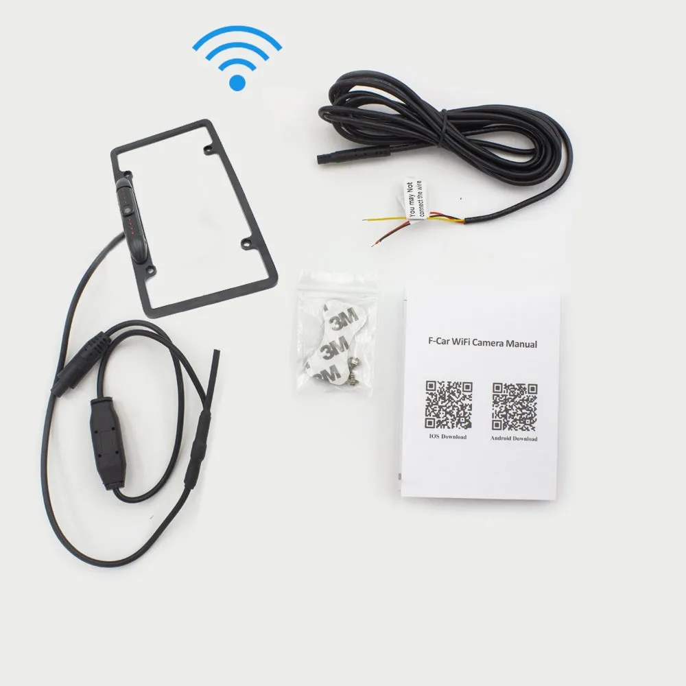 170 HD WiFi Car License Plate Wireless w/ Rearview Camera IR LED