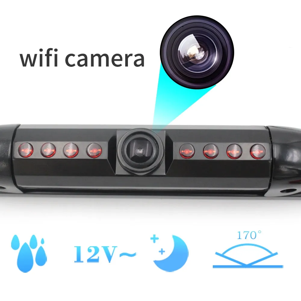 170 HD WiFi Car License Plate Wireless w/ Rearview Camera IR LED
