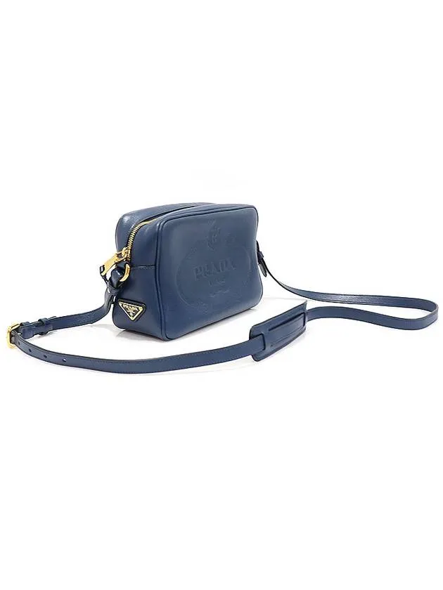 1BH089 Blue GLACE CALF gold square camera cross bag