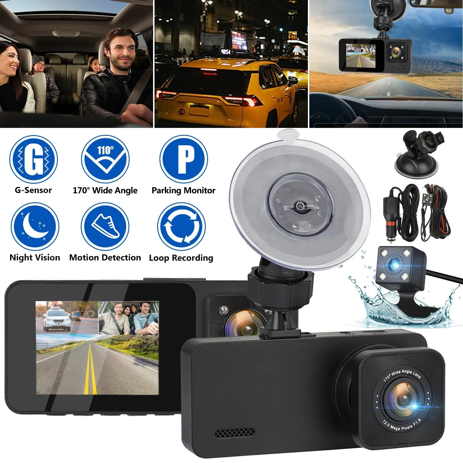 2 Inch 1080p Dash Cam Car DVR Infrared Night Vision Recorder