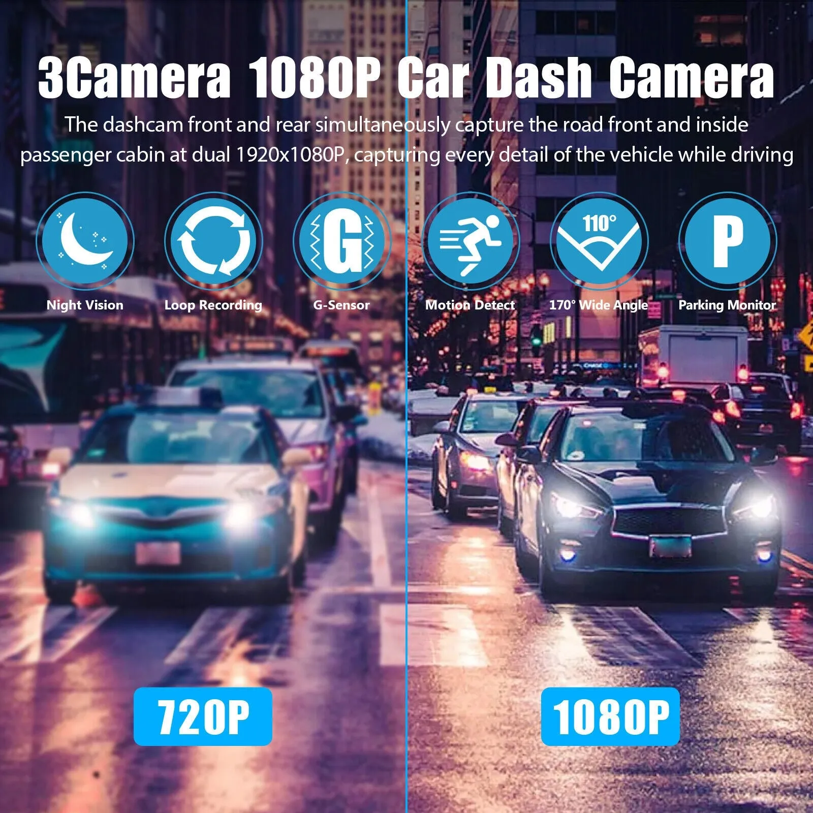 2 Inch 1080p Dash Cam Car DVR Infrared Night Vision Recorder