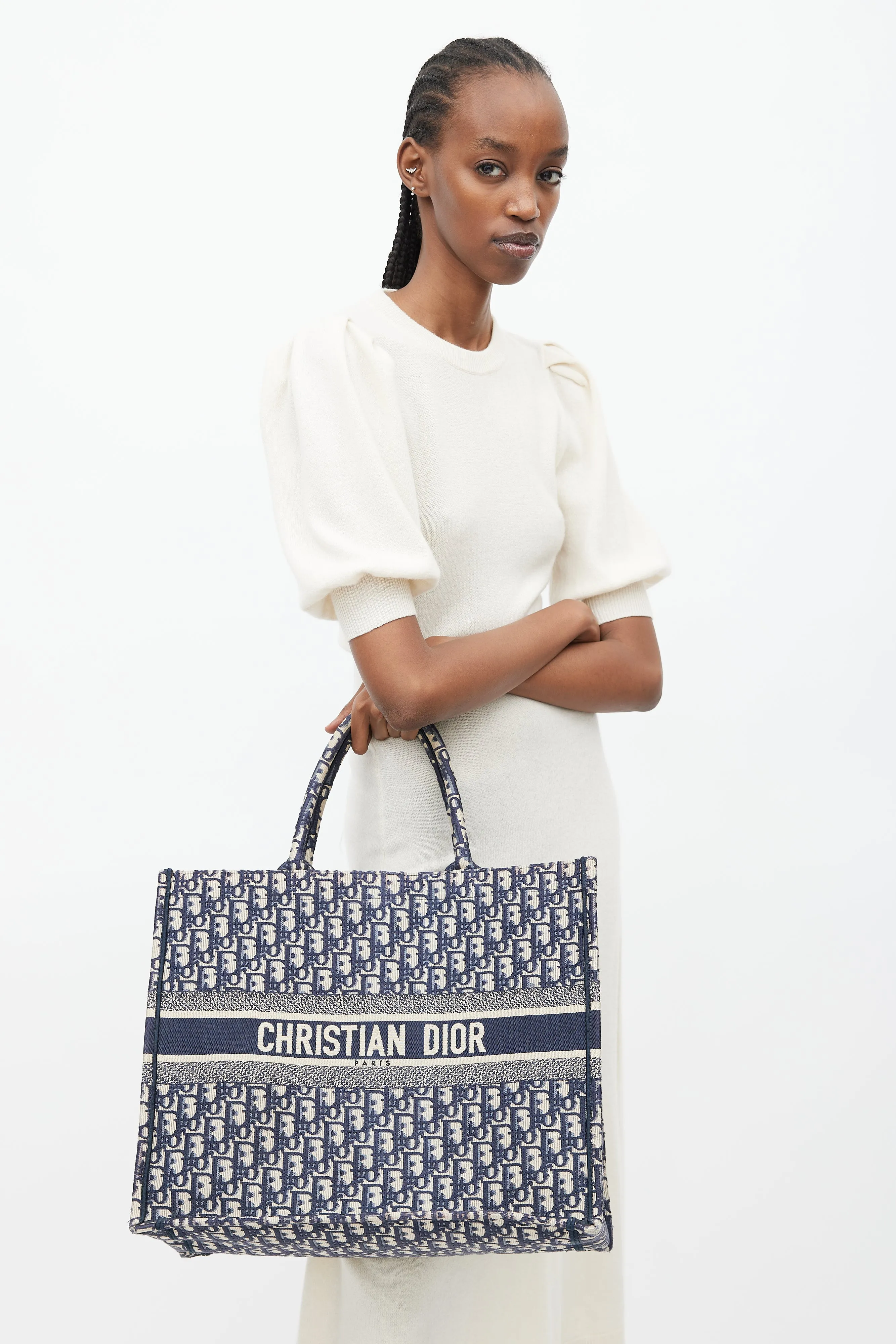 2019 Navy & Cream Monogram Canvas Large Book Tote