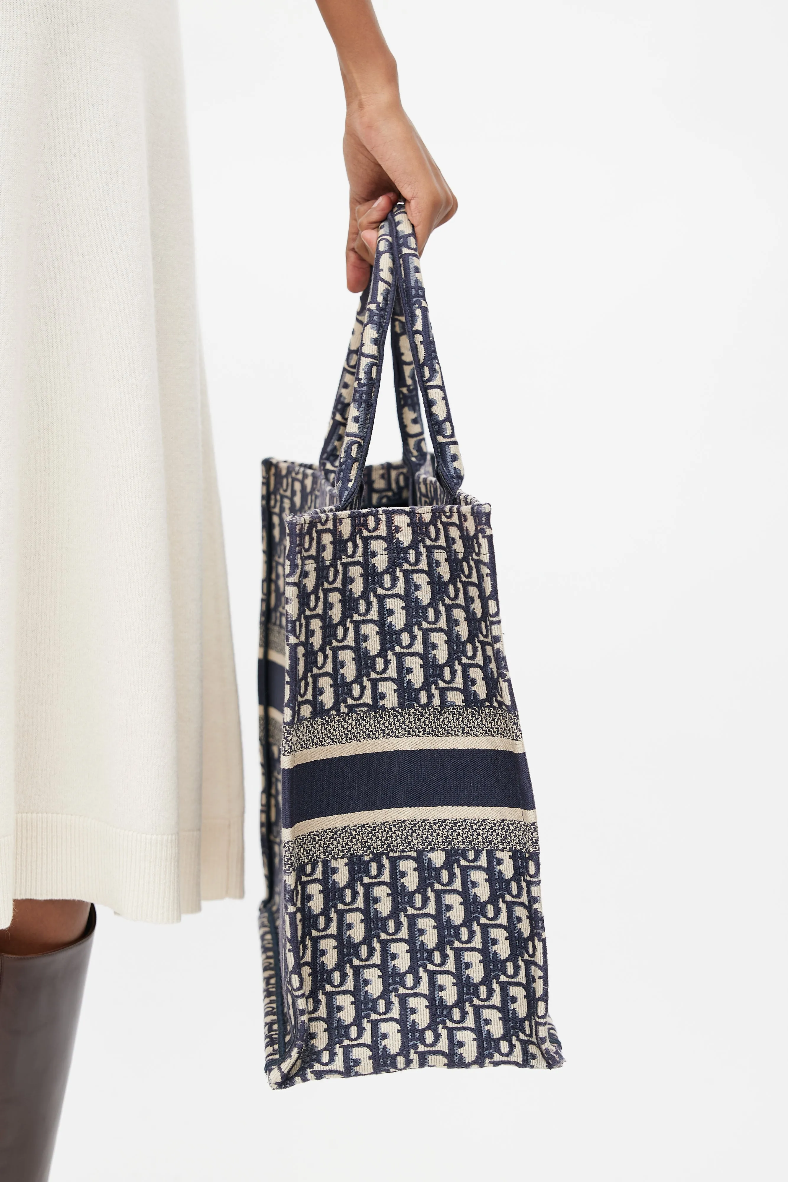 2019 Navy & Cream Monogram Canvas Large Book Tote