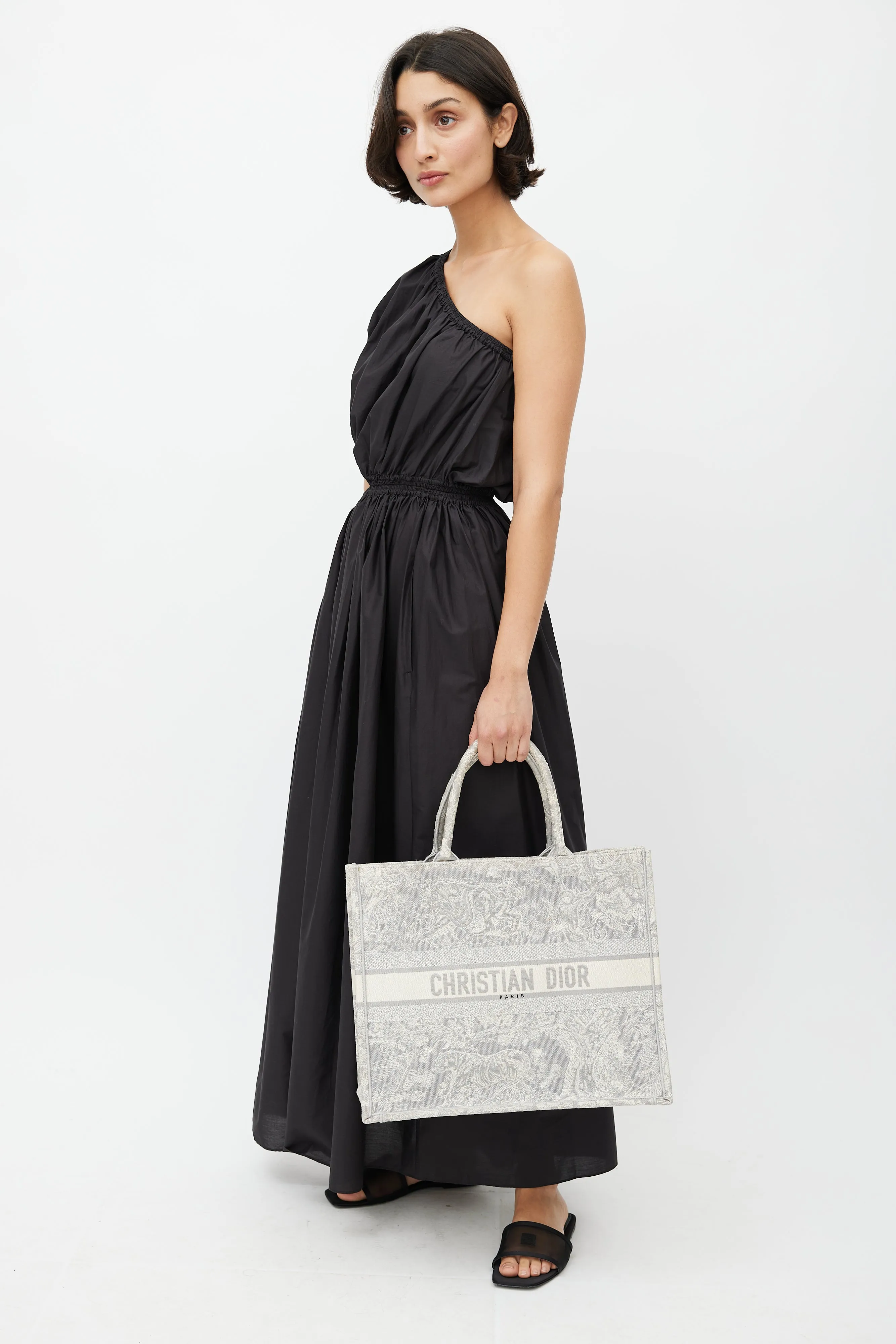 2021 Grey Canvas Large Toile De Jouy Book Tote