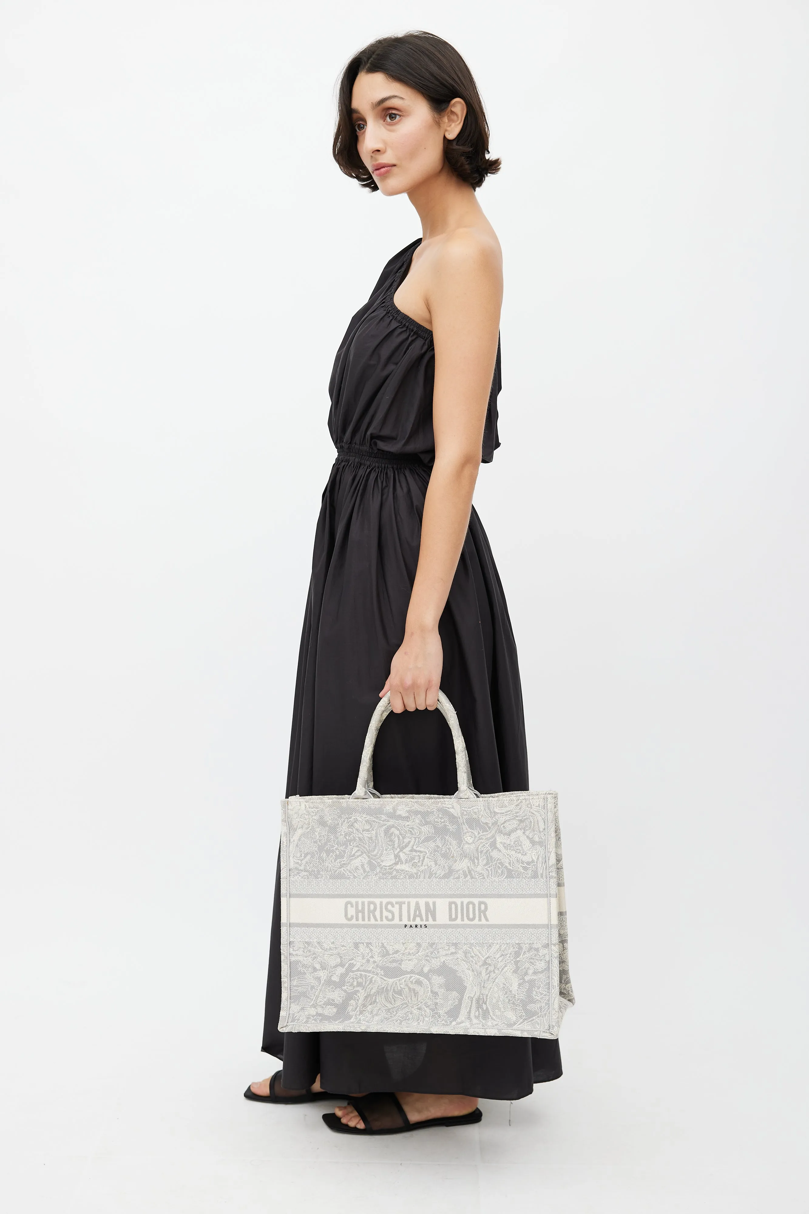 2021 Grey Canvas Large Toile De Jouy Book Tote