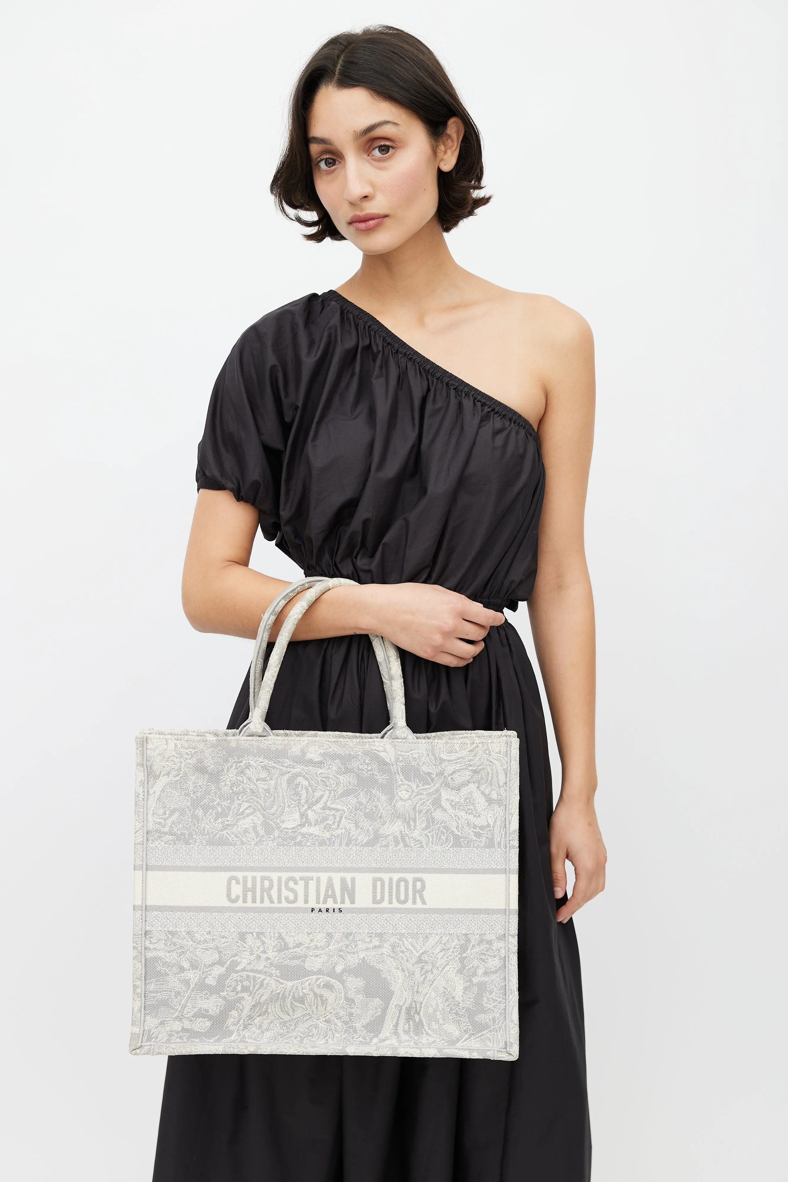 2021 Grey Canvas Large Toile De Jouy Book Tote