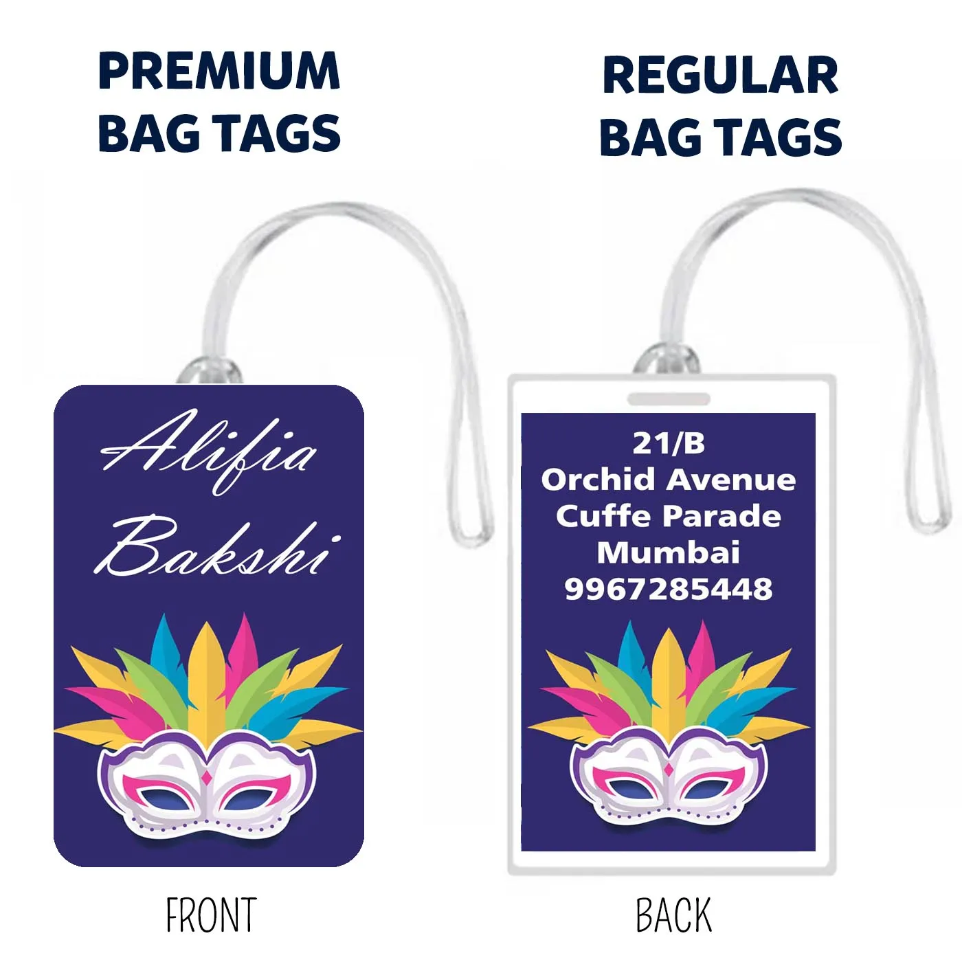 Bag Tags Masquerade Design - Set of 5
