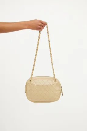 Beige Quilted Camera Bag