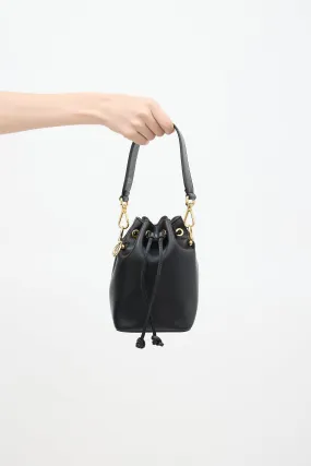 Black Leather Mon Tresor Bucket Bag