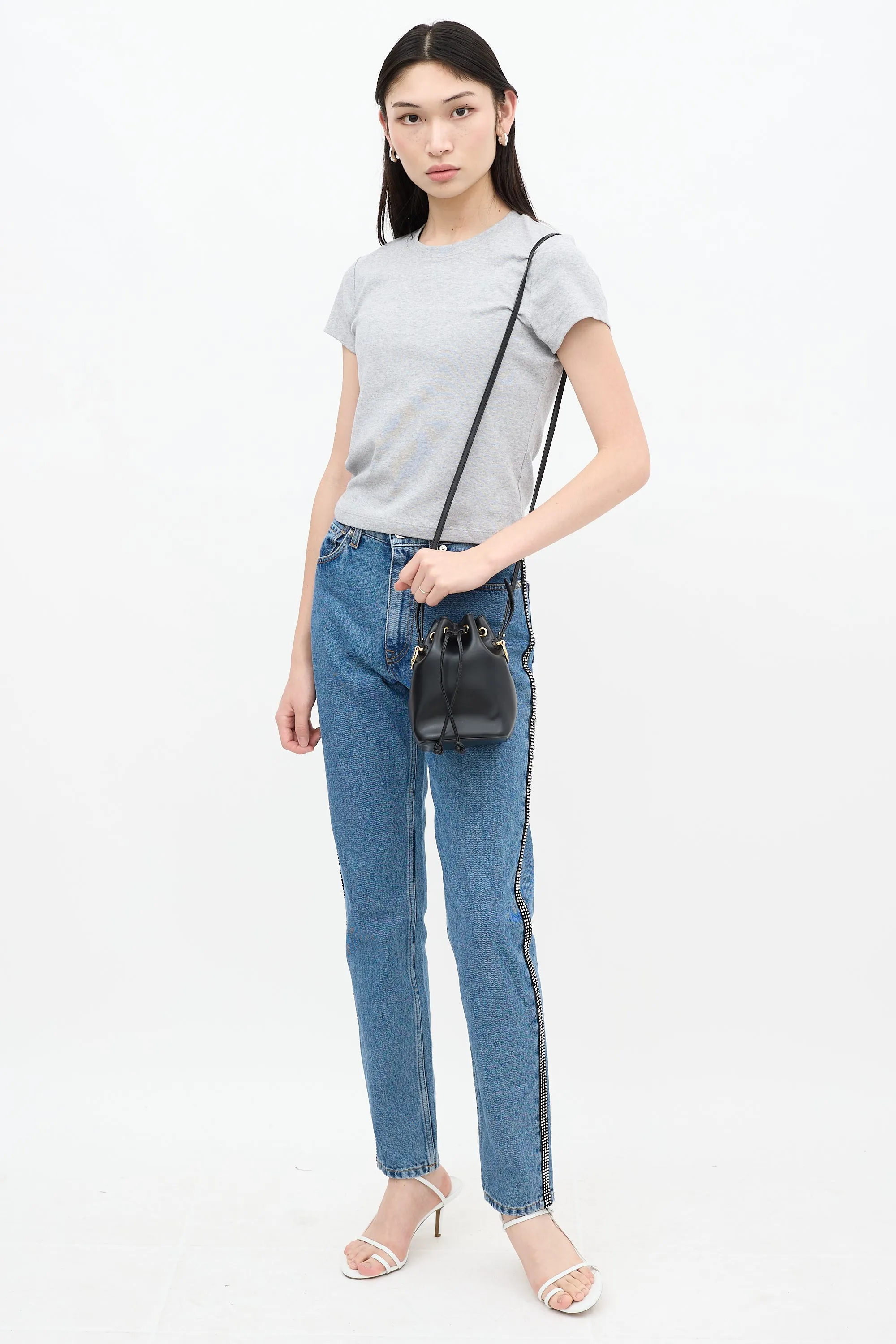Black Leather Mon Tresor Bucket Bag