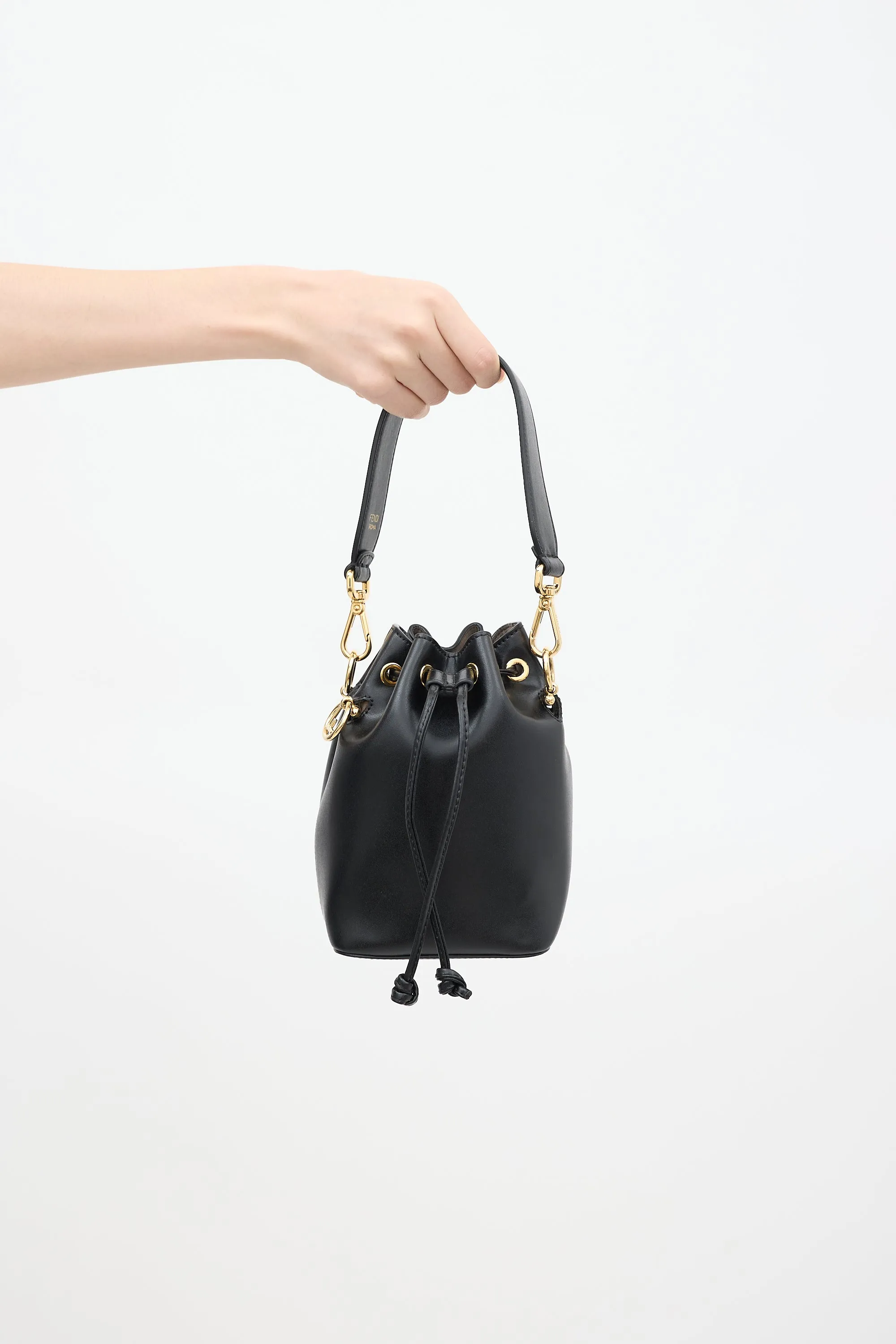 Black Leather Mon Tresor Bucket Bag