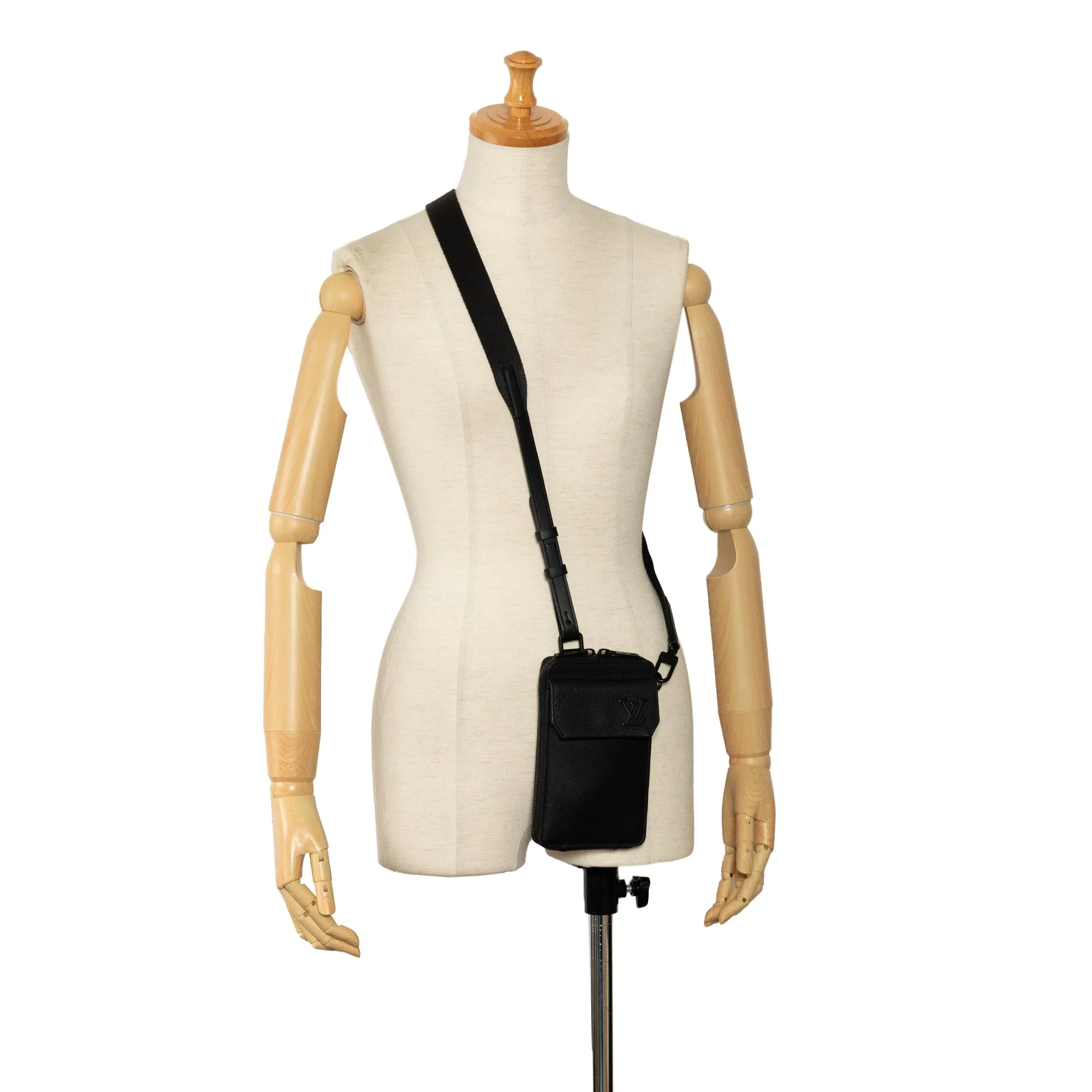 Black Louis Vuitton Aerogram Phone Pouch Crossbody Bag
