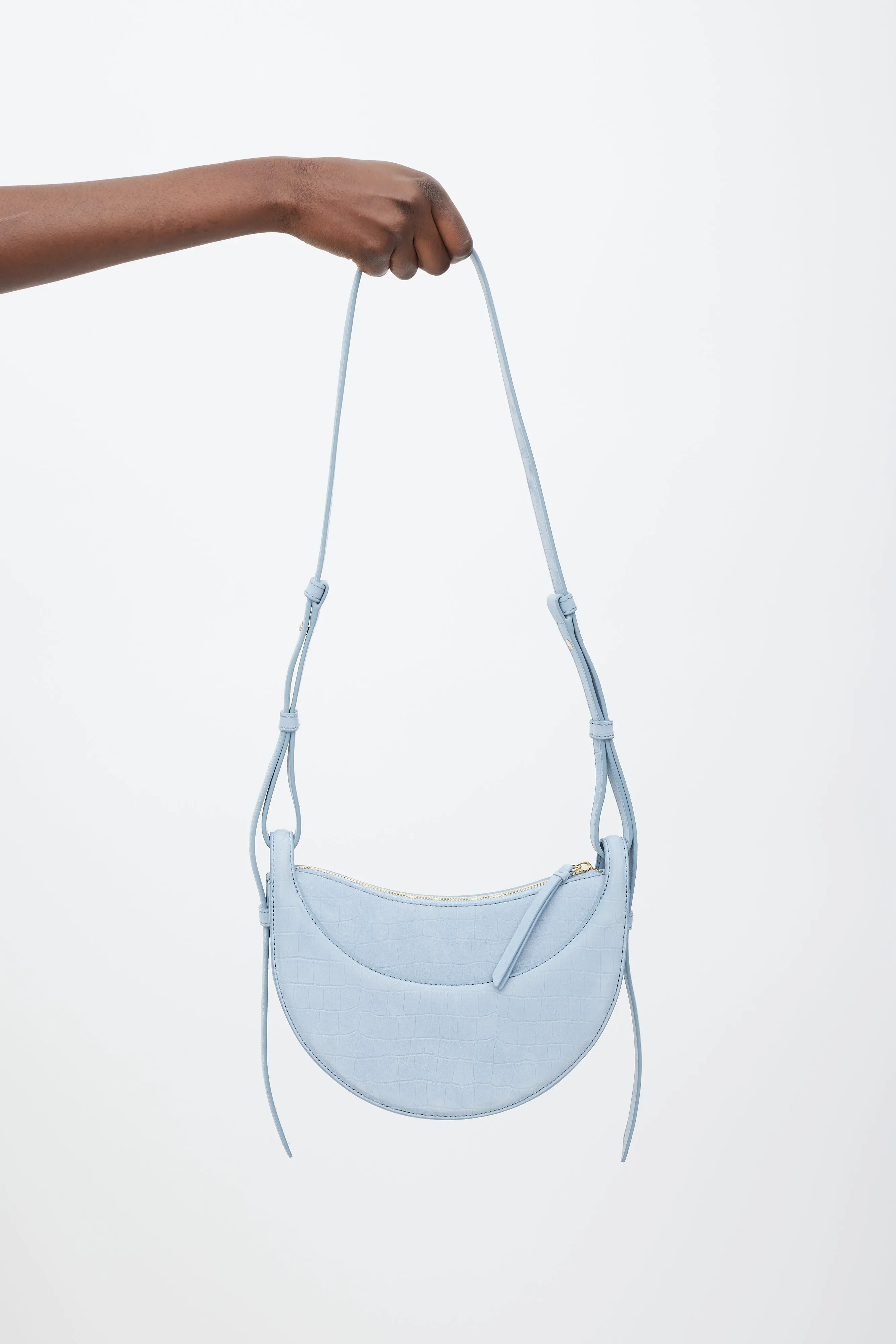 Blue Suede Numero Dix Embossed Bag