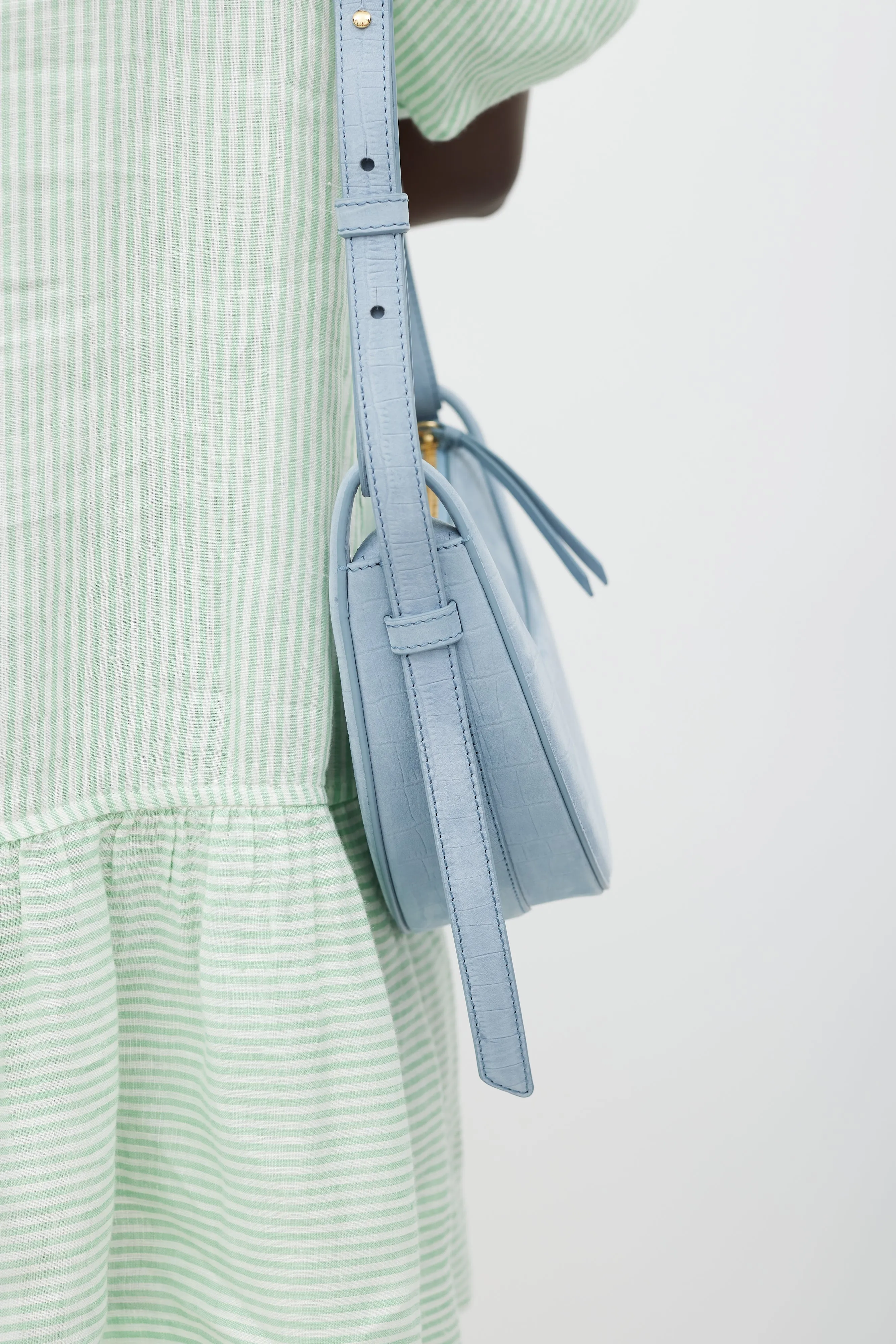 Blue Suede Numero Dix Embossed Bag