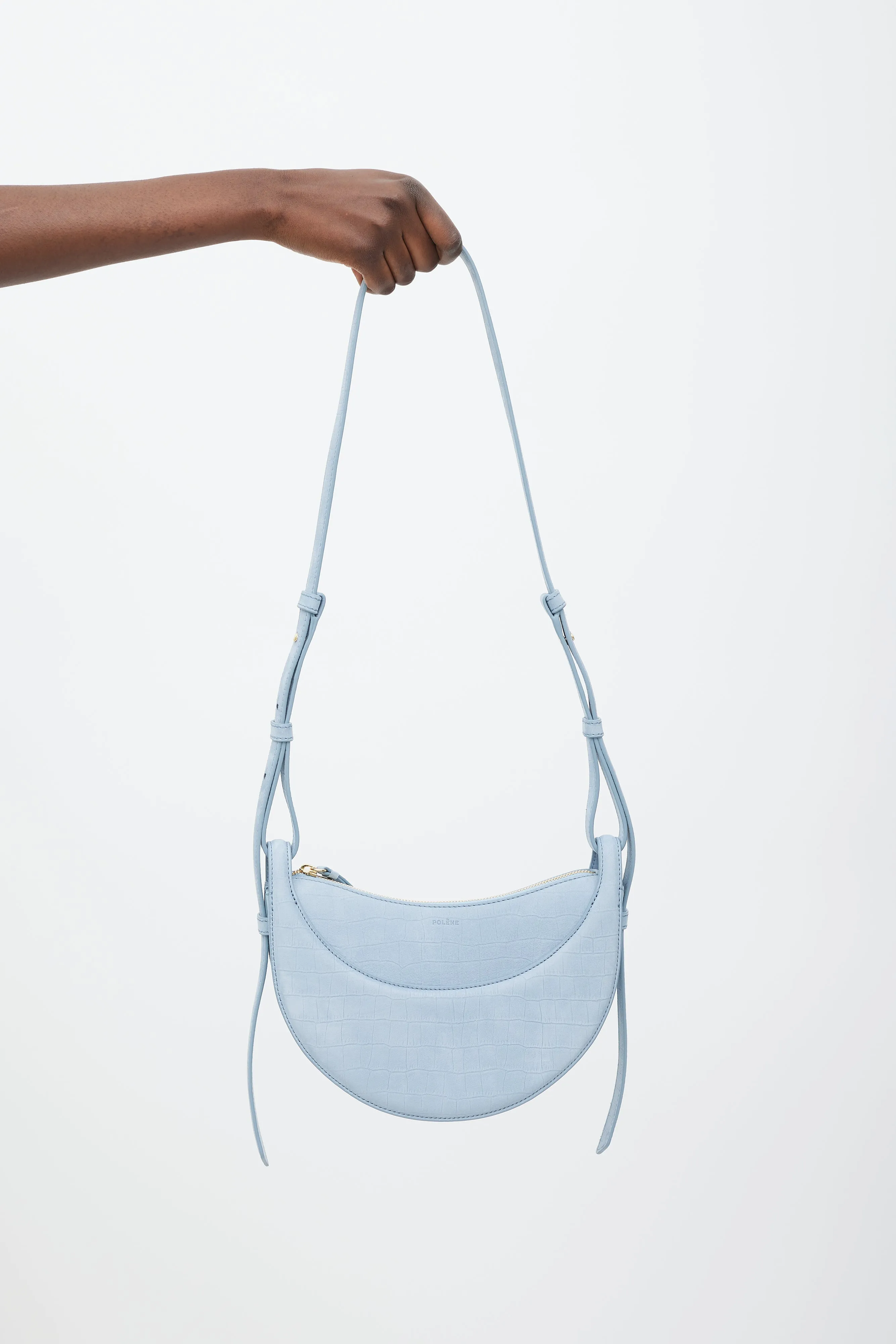 Blue Suede Numero Dix Embossed Bag