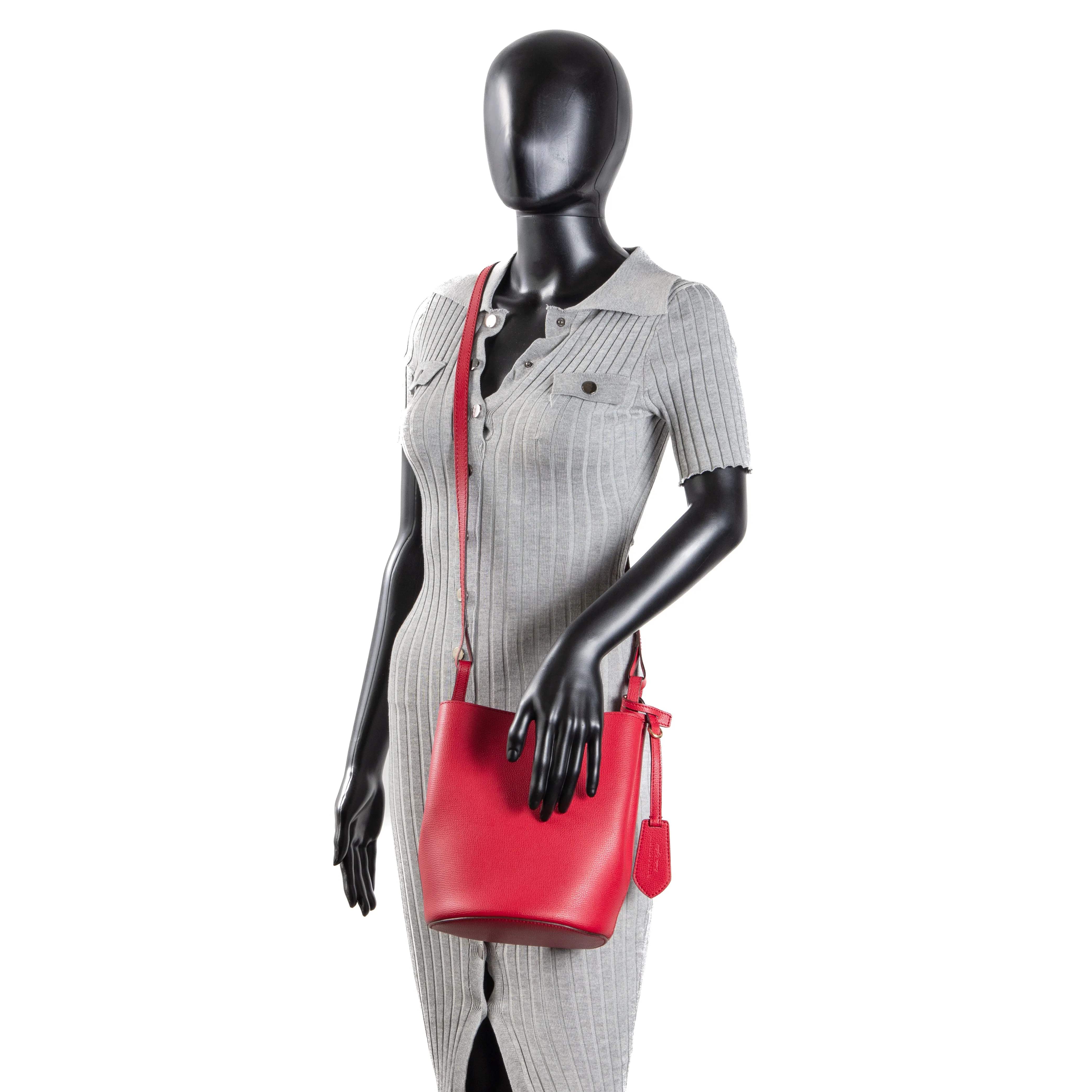 BURBERRY Lorne Bucket Bag - Red