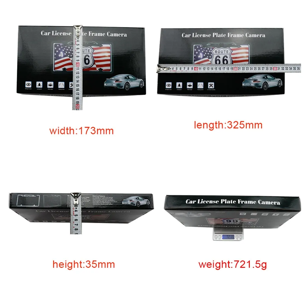 Car License Plate Frame Rear View Camera Wide Viewing Angle HD