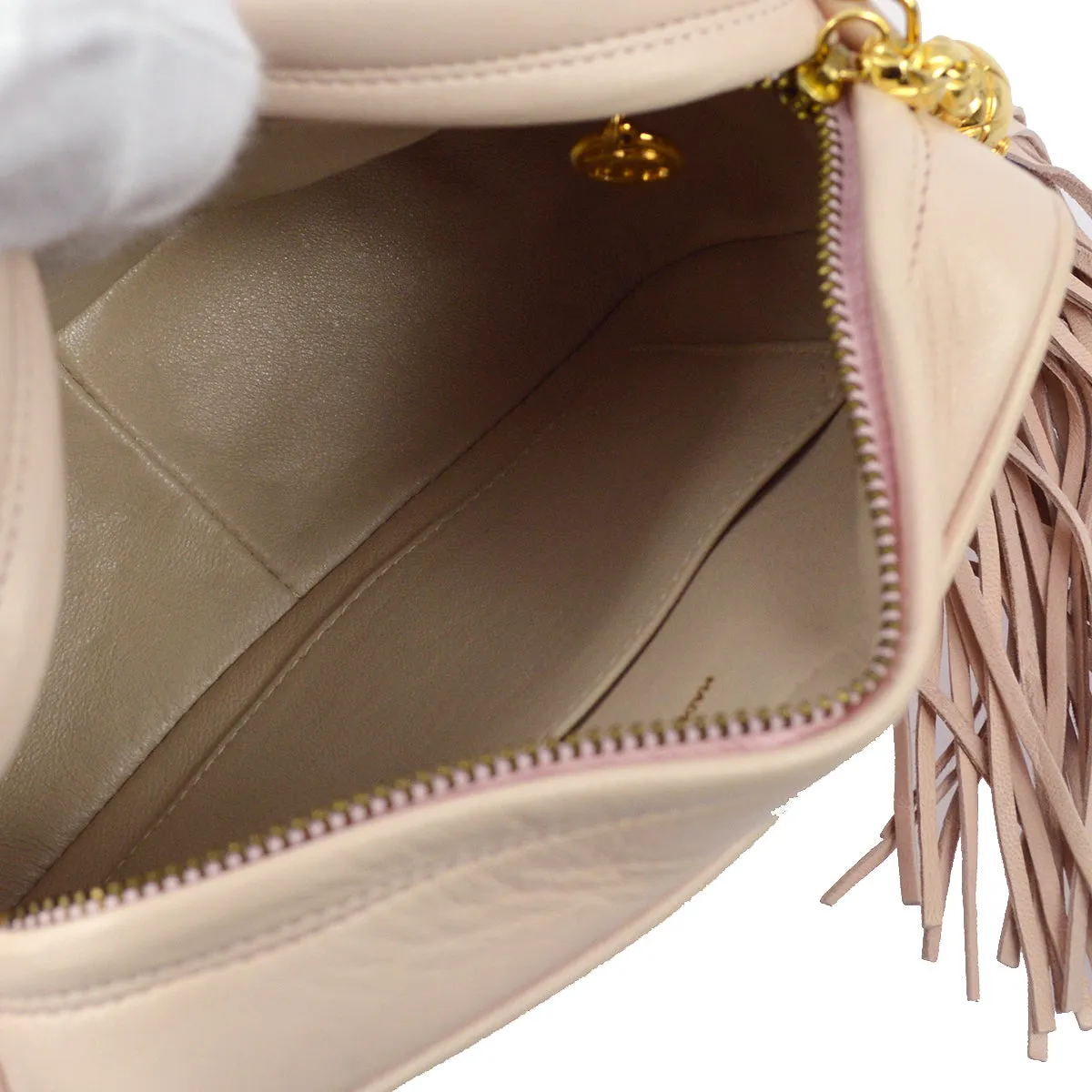 Chanel 1991-1994 Pink Lambskin Mini Vertical Pocket Camera Bag