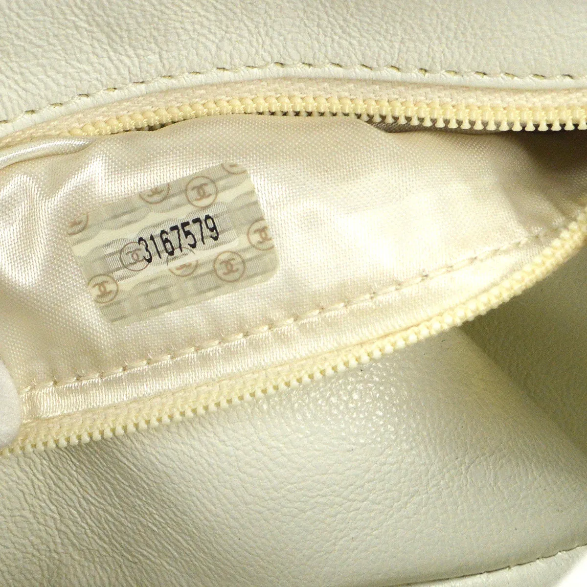 CHANEL 1994-1996 Triple CC Camera Bag Mini White Caviar 87761