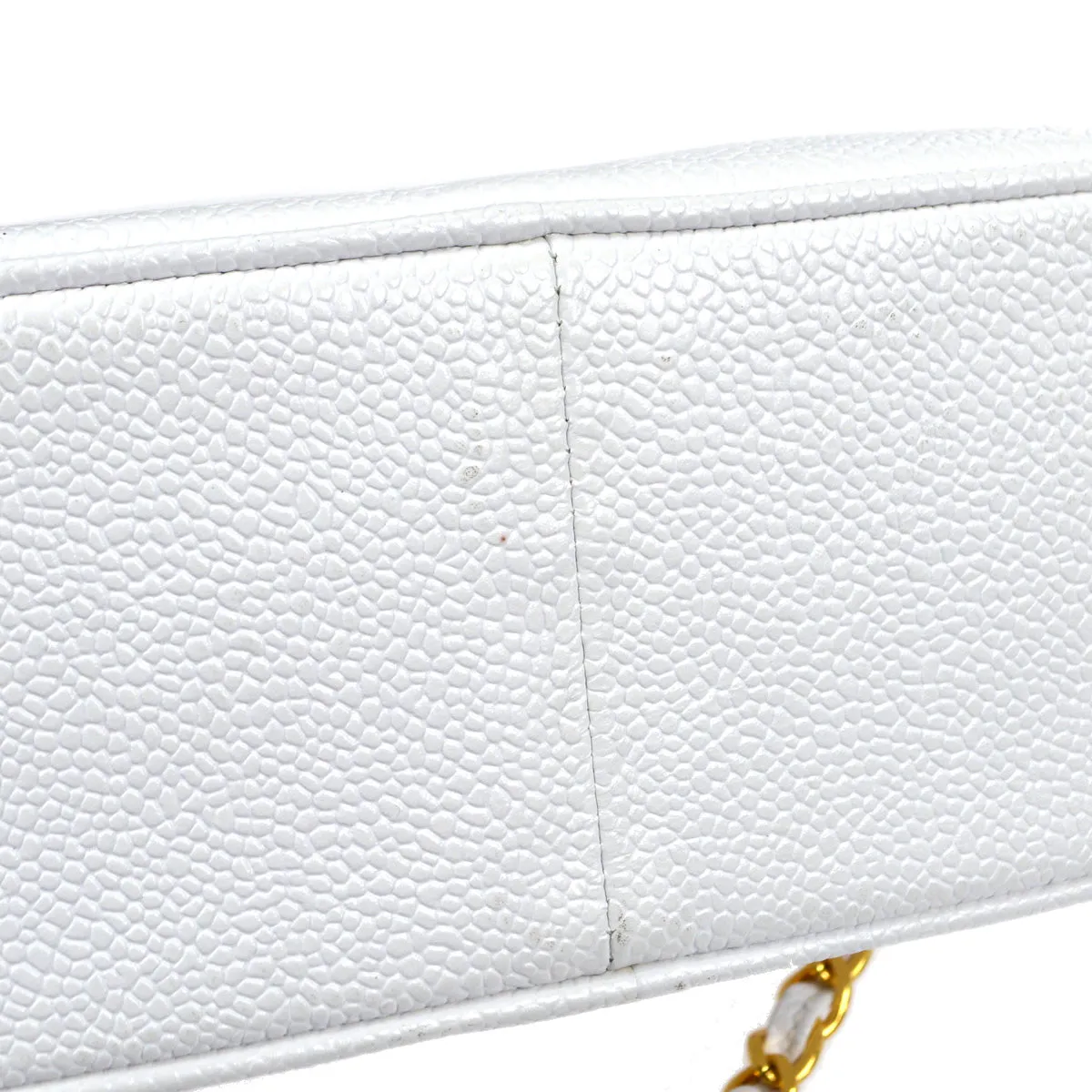 CHANEL 1994-1996 Triple CC Camera Bag Mini White Caviar 87761