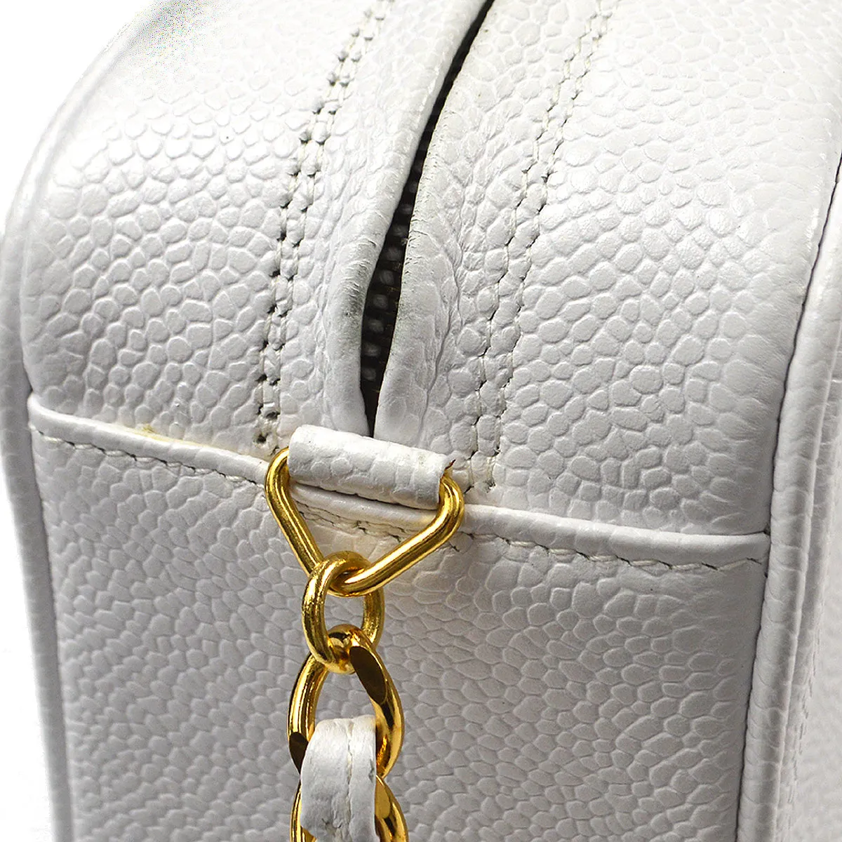 CHANEL 1994-1996 Triple CC Camera Bag Mini White Caviar 87761
