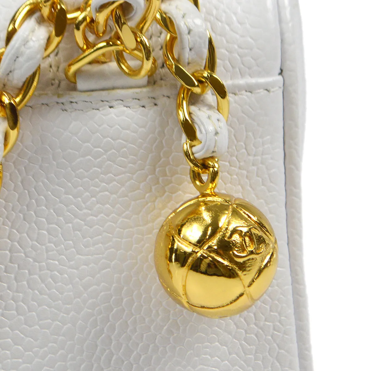 CHANEL 1994-1996 Triple CC Camera Bag Mini White Caviar 87761