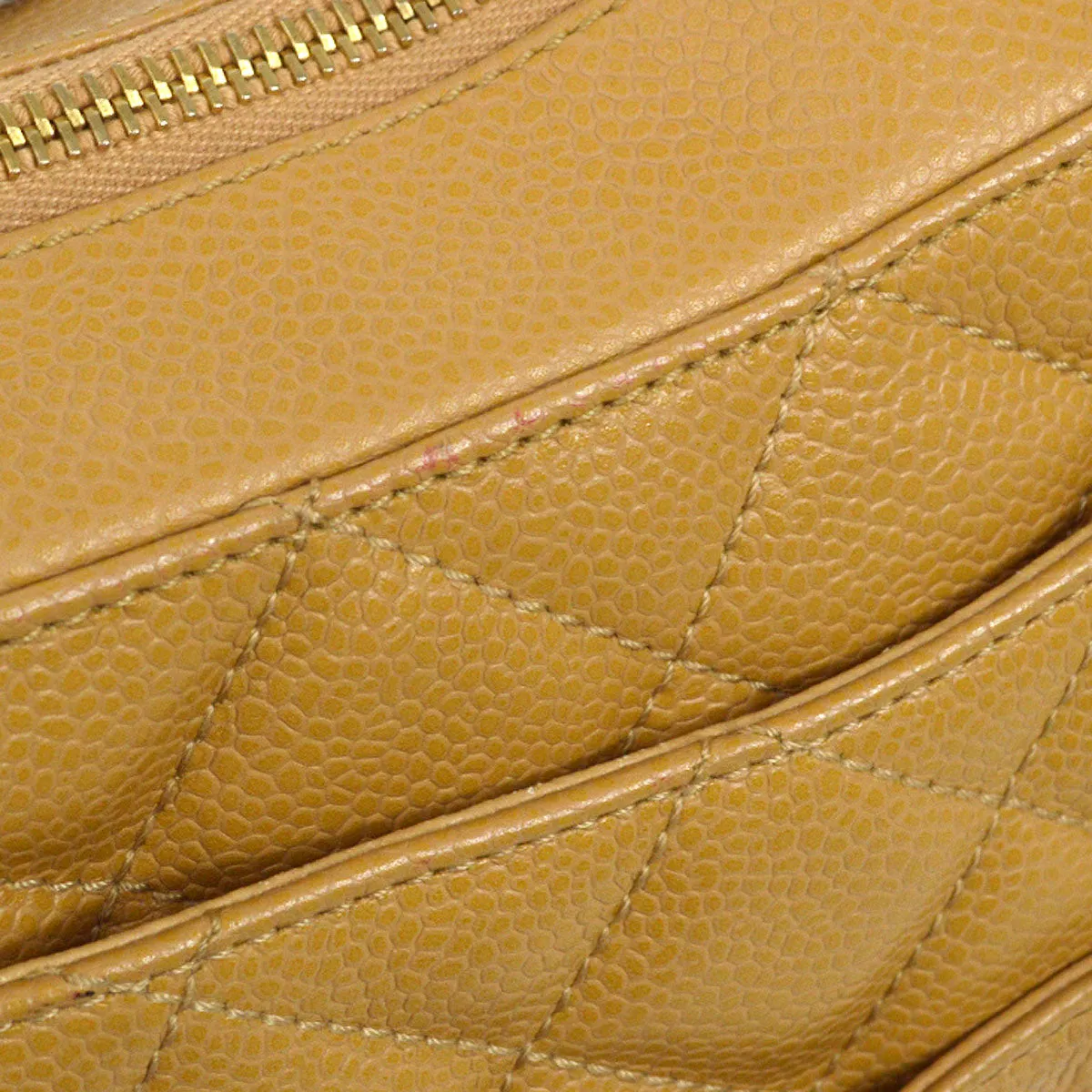 CHANEL 2004-2005 Hobo Bag Beige Caviar