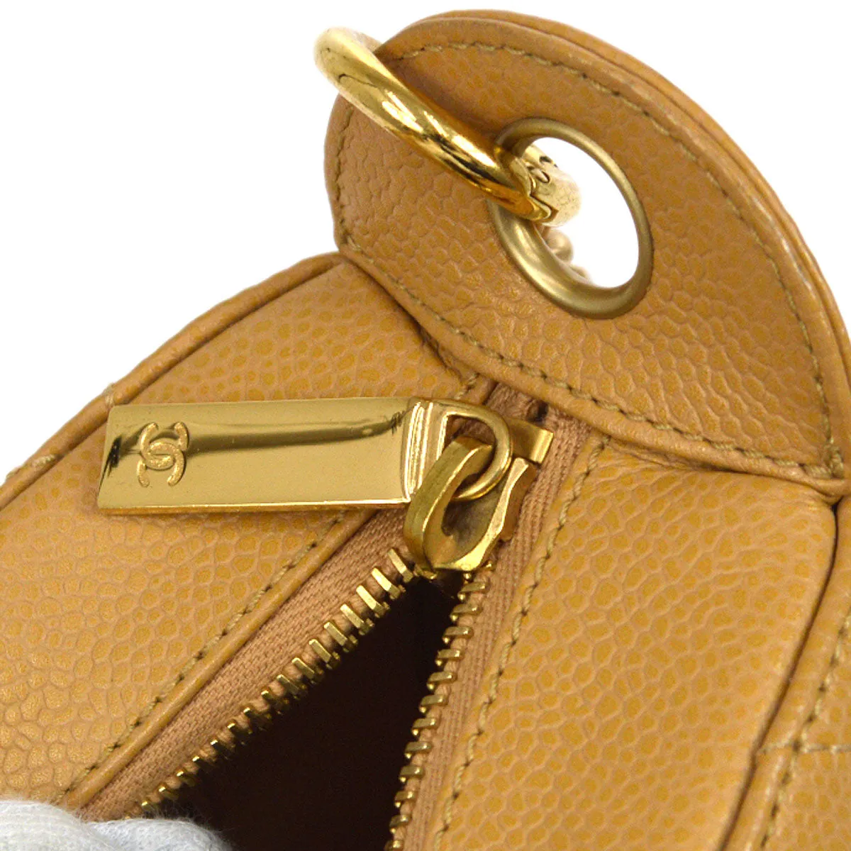 CHANEL 2004-2005 Hobo Bag Beige Caviar
