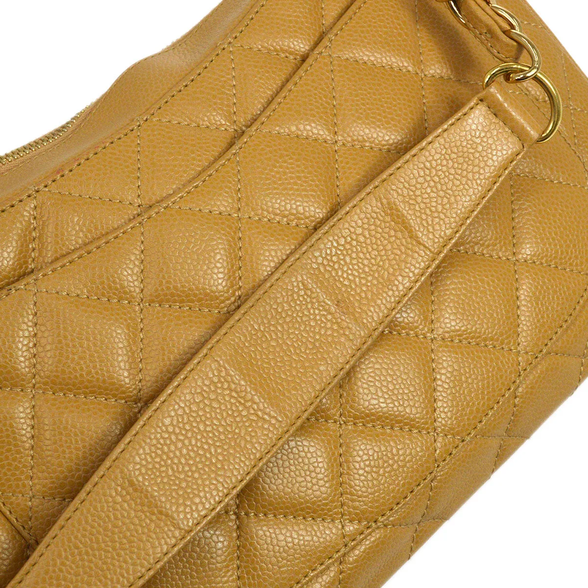 CHANEL 2004-2005 Hobo Bag Beige Caviar