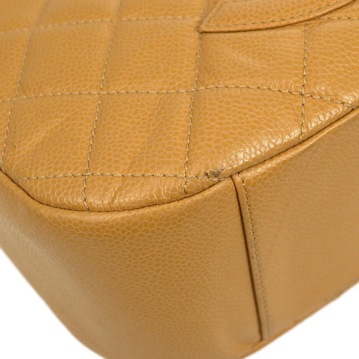 CHANEL 2004-2005 Hobo Bag Beige Caviar