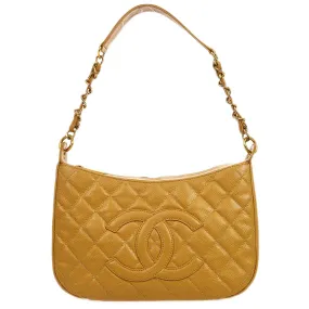 CHANEL 2004-2005 Hobo Bag Beige Caviar