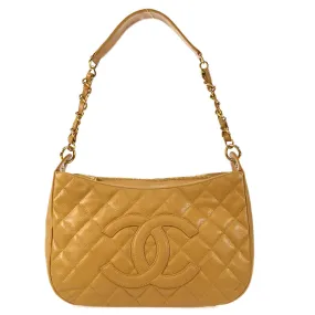 CHANEL 2004-2005 Hobo Bag Camel Caviar