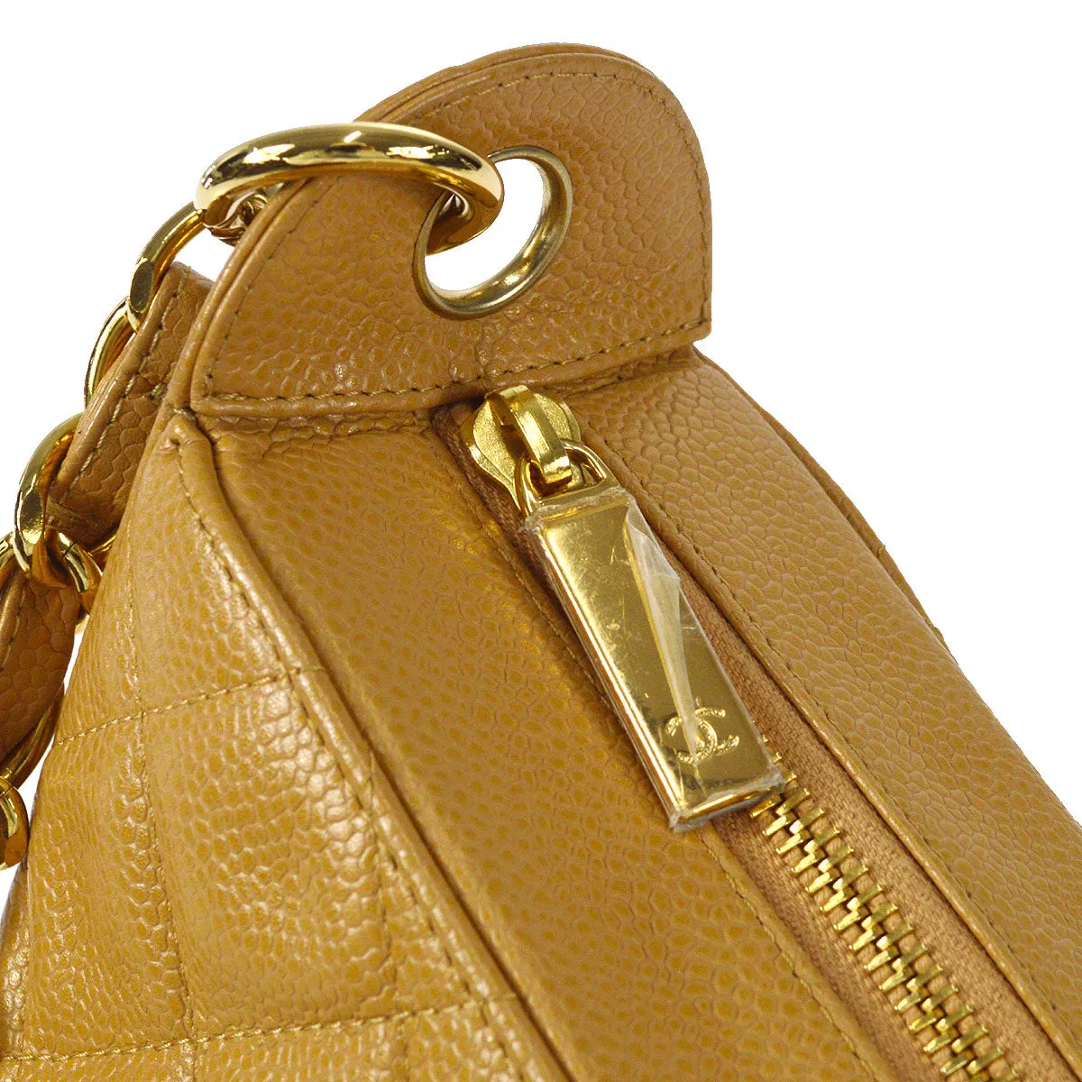 CHANEL 2004-2005 Hobo Bag Camel Caviar
