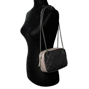 CHANEL - 2017 Bicolor Small Black / Taupe Ballerine CC Camera Case Crossbody