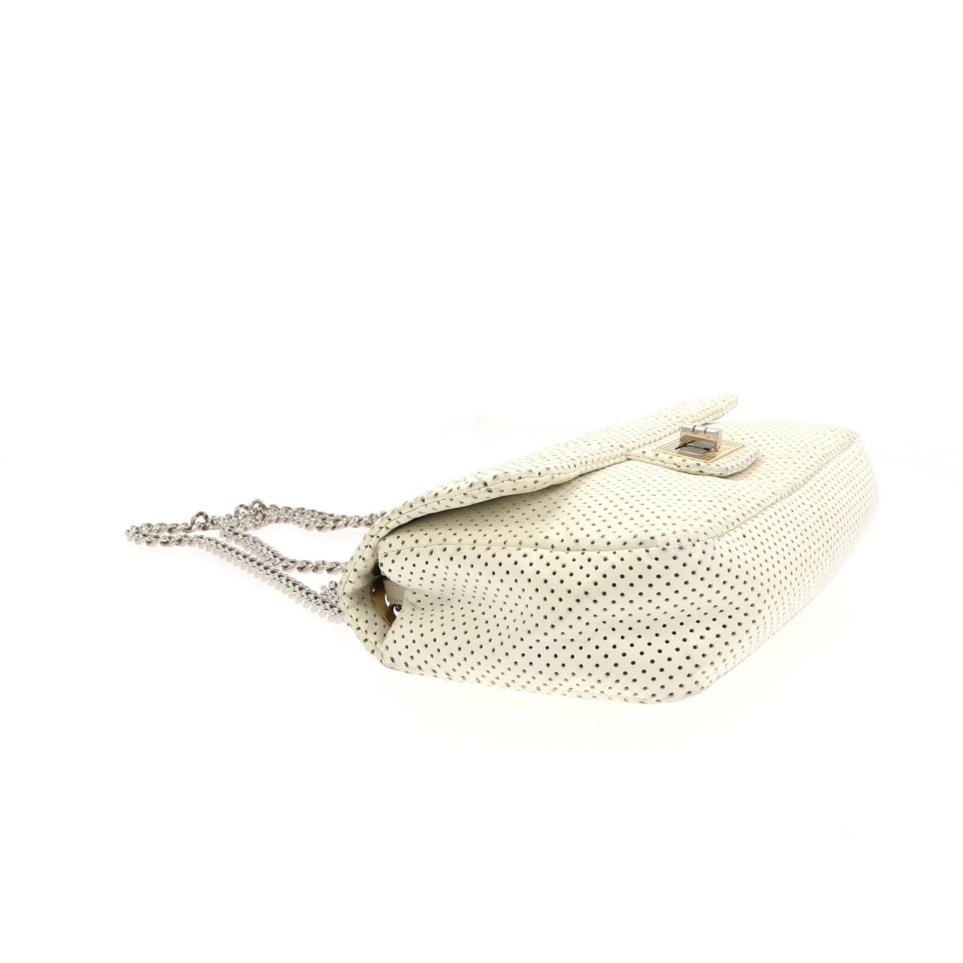 CHANEL 2.55 Shoulder Bag in White Leather