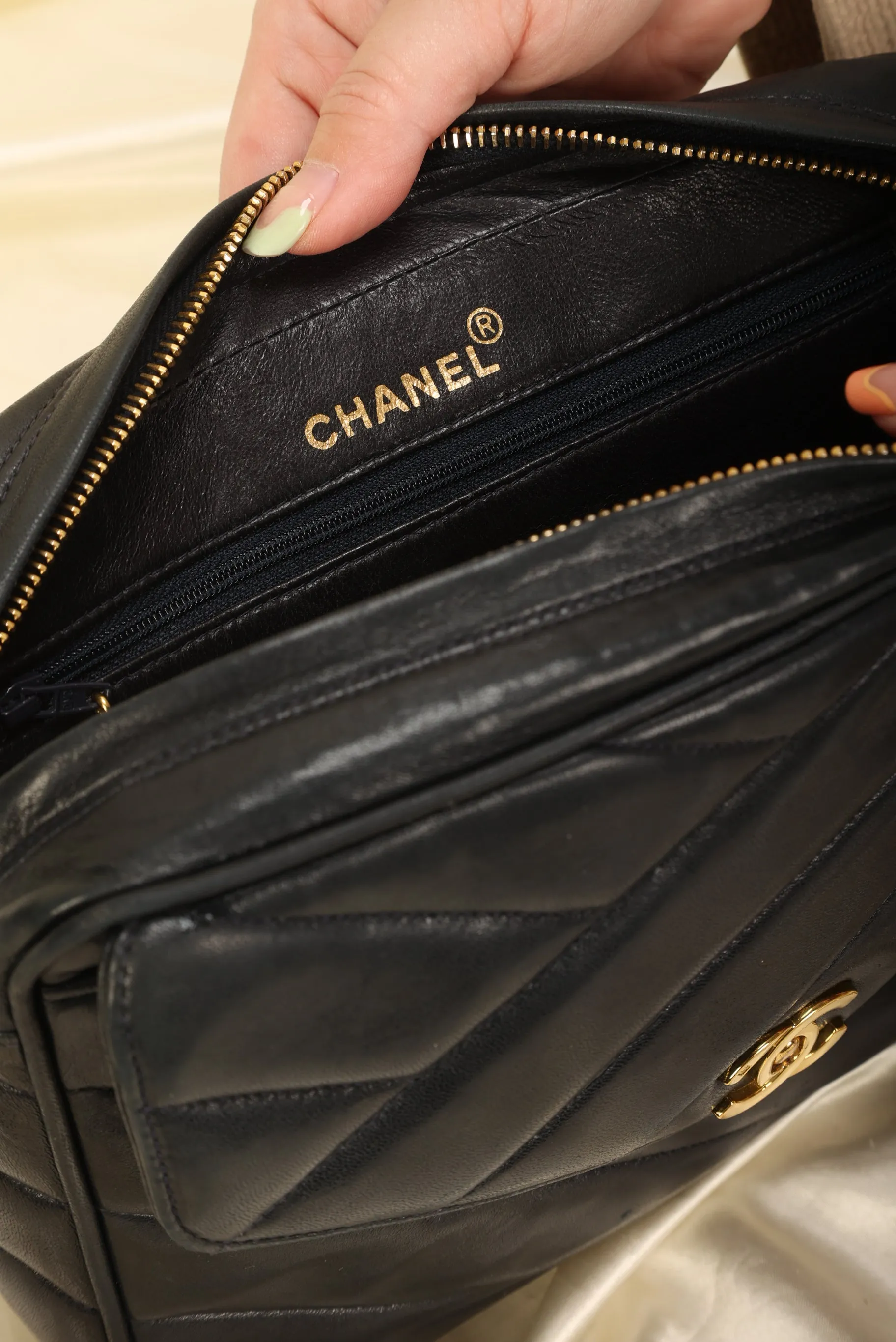 Chanel Lambskin Chevron Camera Bag