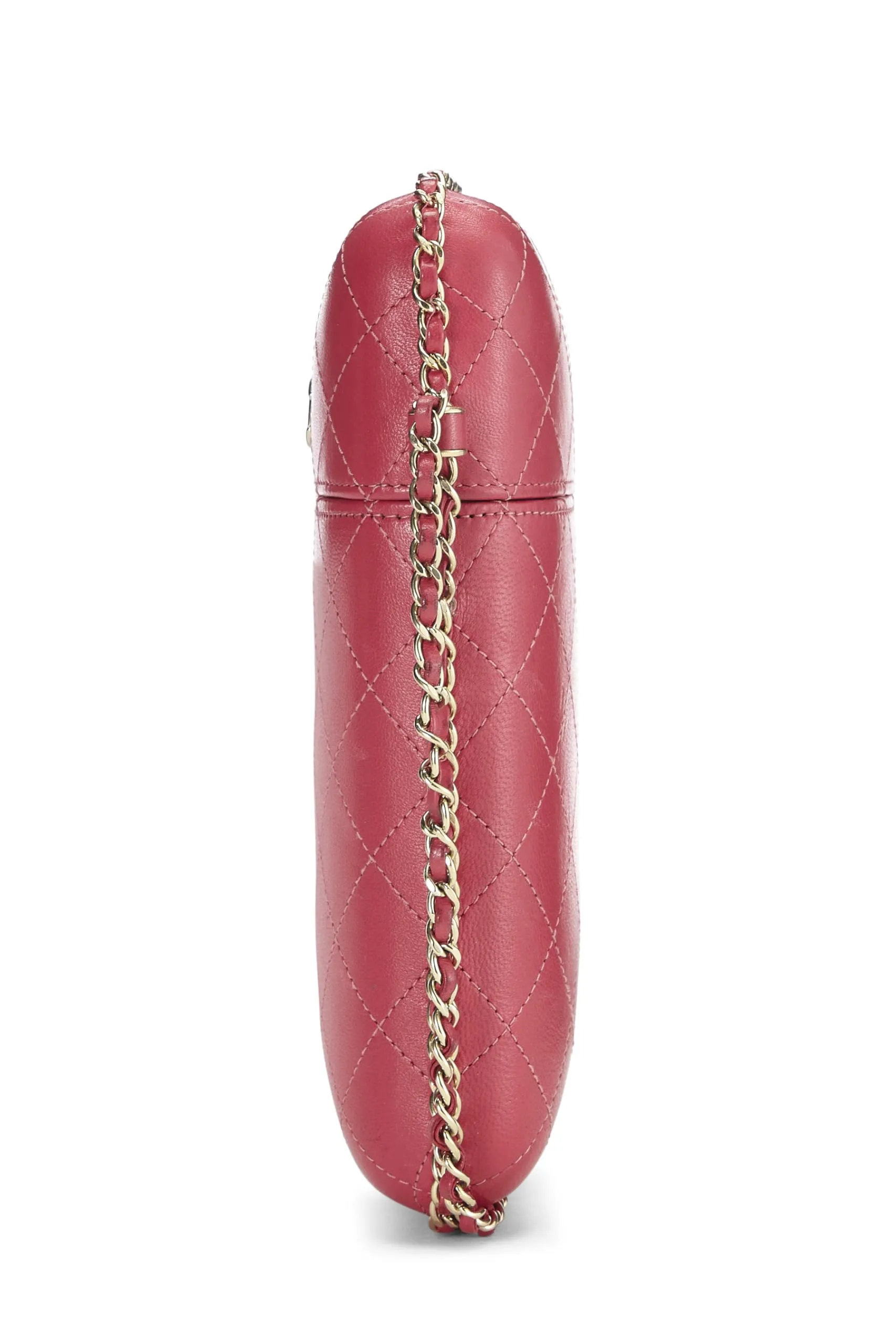 Chanel,  Pink Calfskin Crossbody Chain Phone Holder, Pink