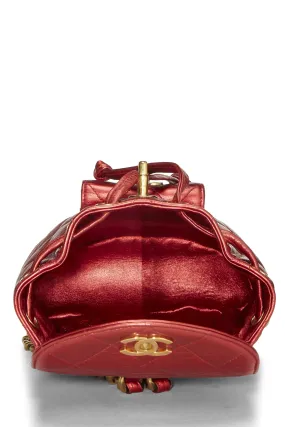 Chanel,  Red Metallic Leather Classic Backpack Mini, Red
