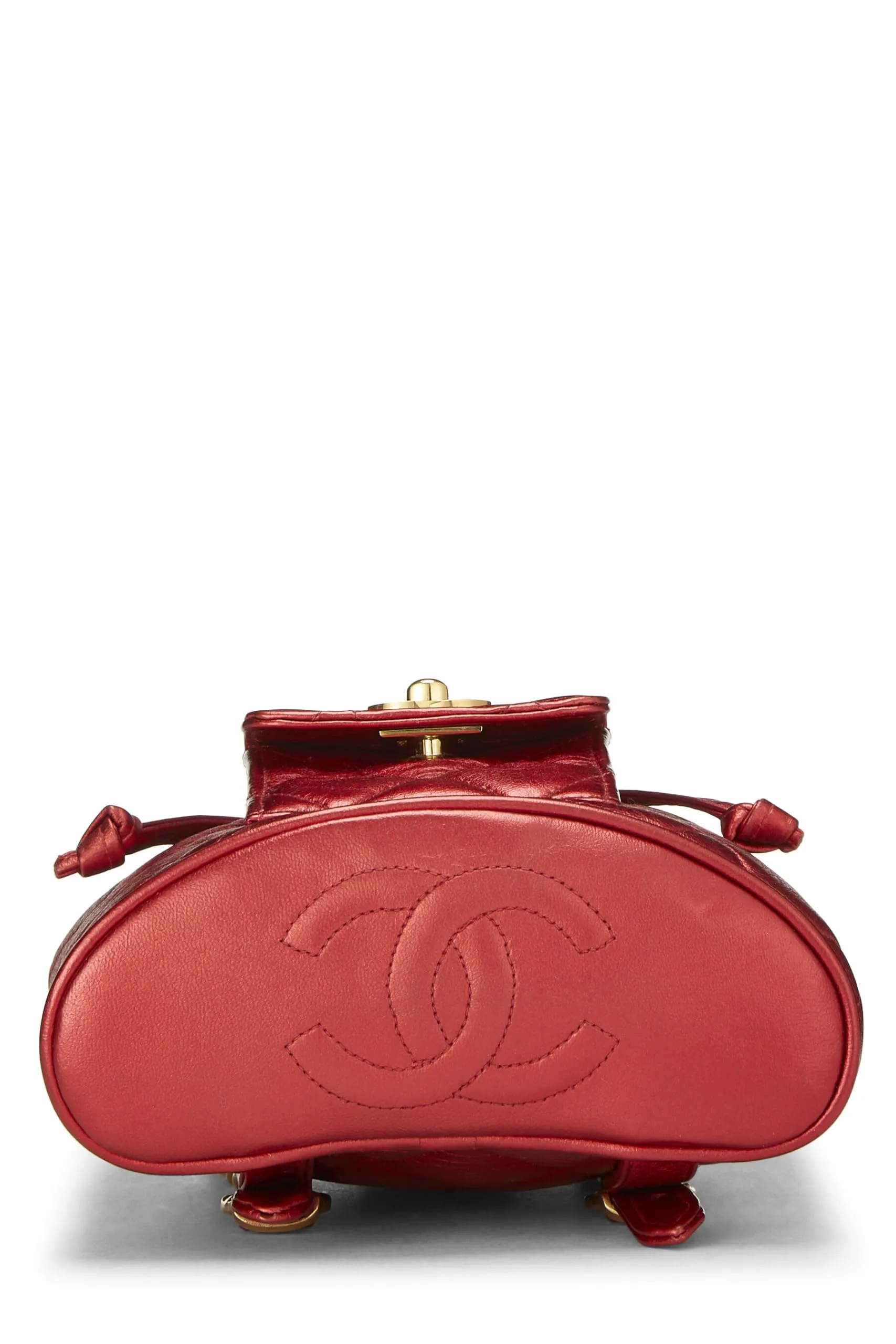 Chanel,  Red Metallic Leather Classic Backpack Mini, Red