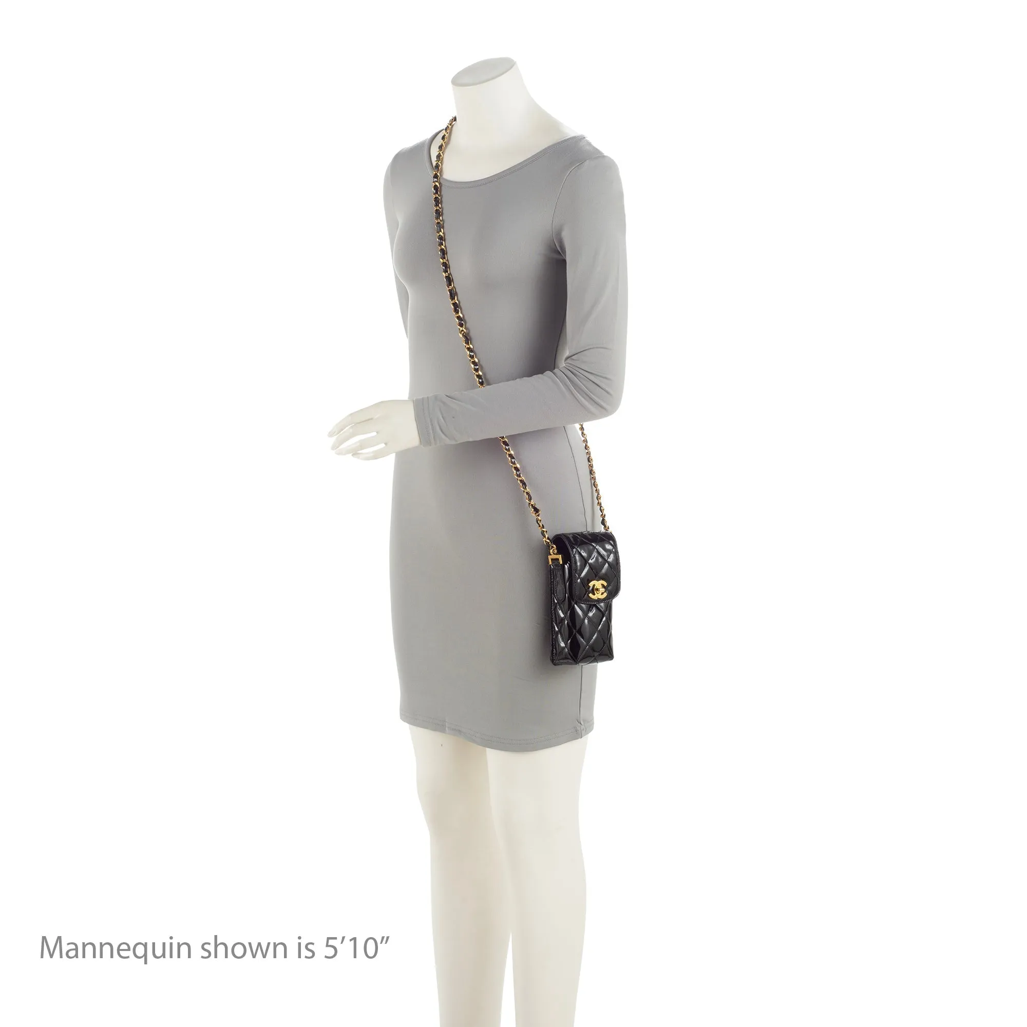 Chanel Vintage Patent Leather CC Phone Holder Crossbody Bag (SHF-23769)