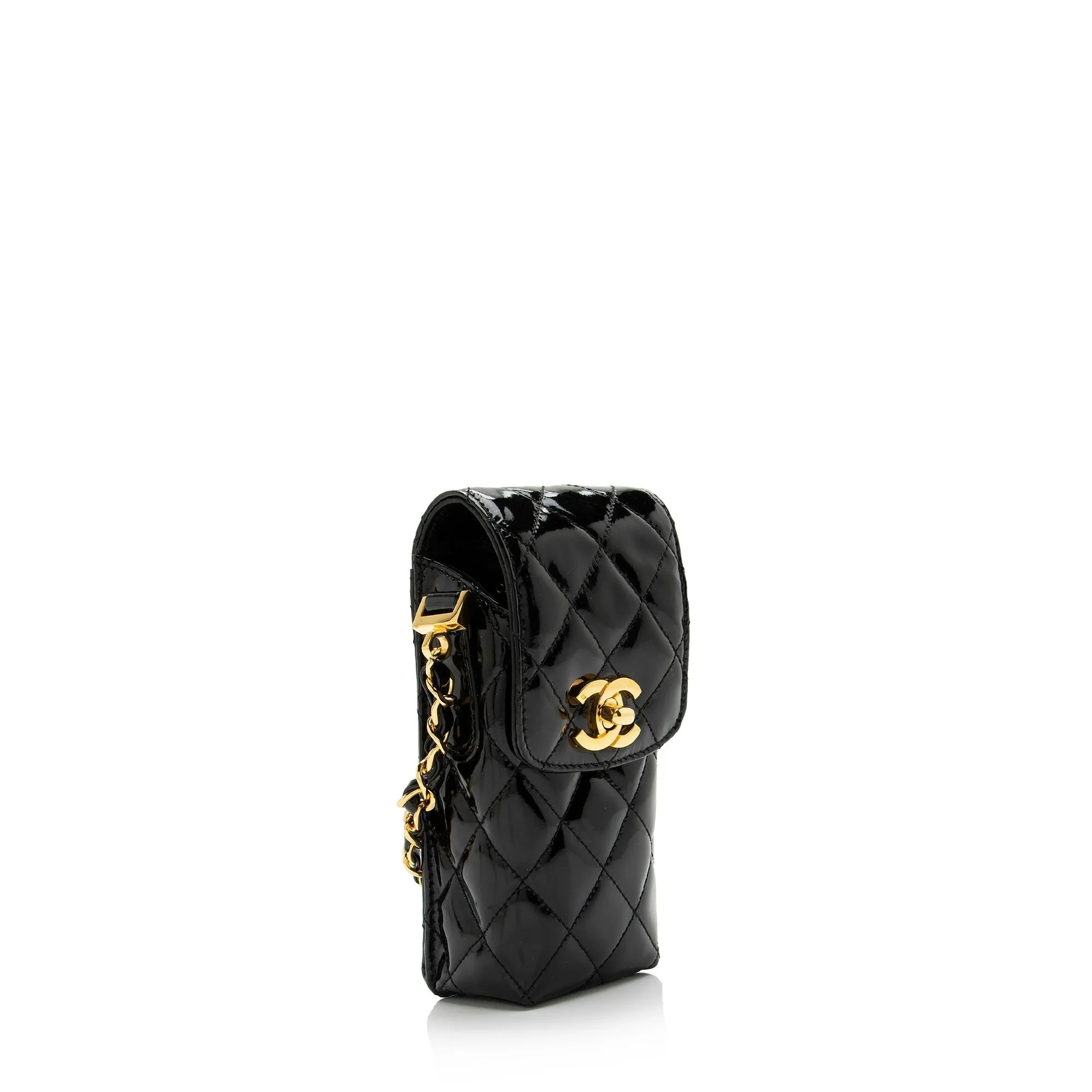 Chanel Vintage Patent Leather CC Phone Holder Crossbody Bag (SHF-23769)
