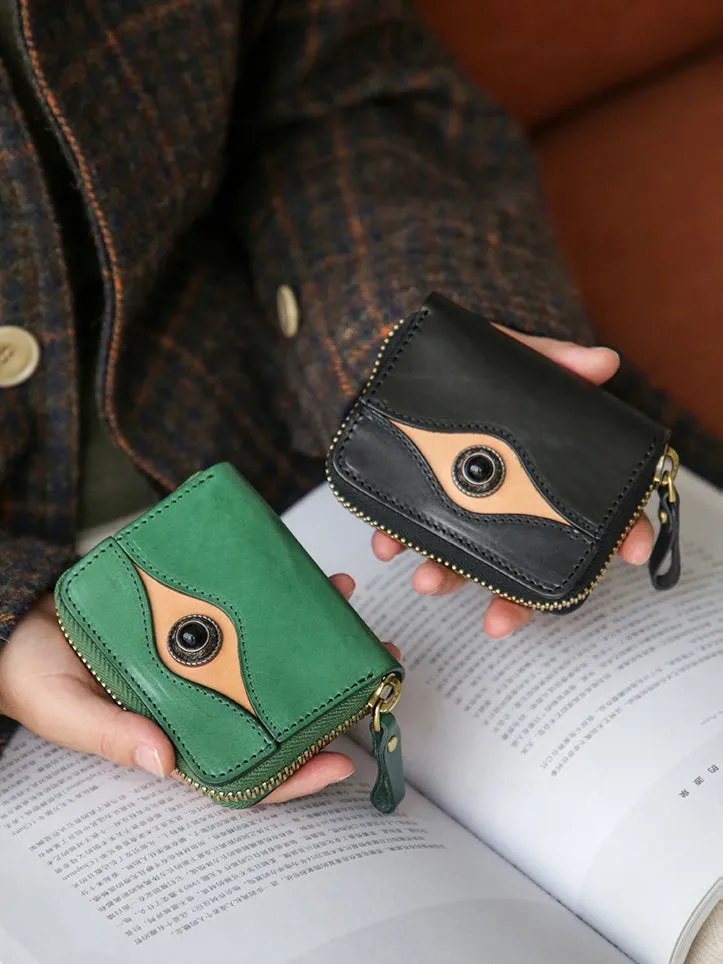 Cool Womens Black Leather Card Wallet Mini Wallet For Women