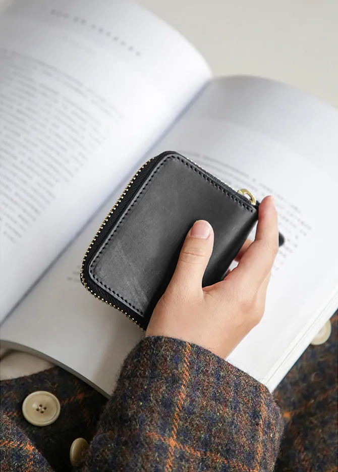 Cool Womens Black Leather Card Wallet Mini Wallet For Women