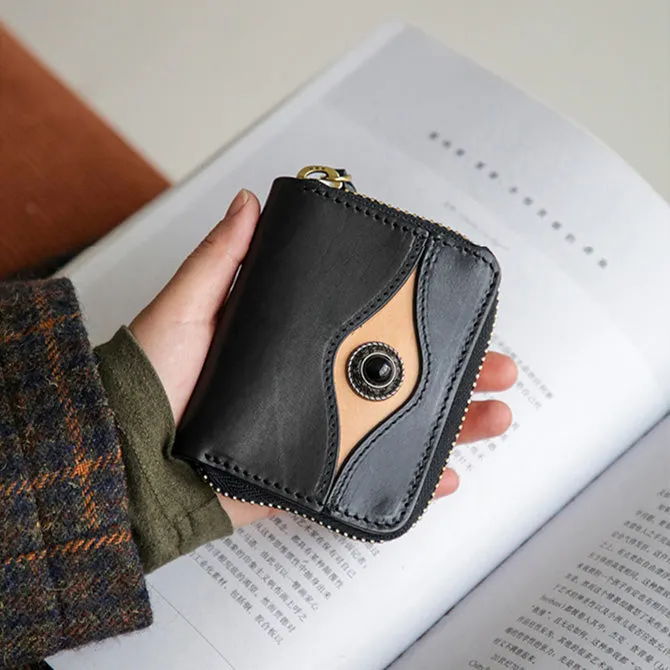 Cool Womens Black Leather Card Wallet Mini Wallet For Women