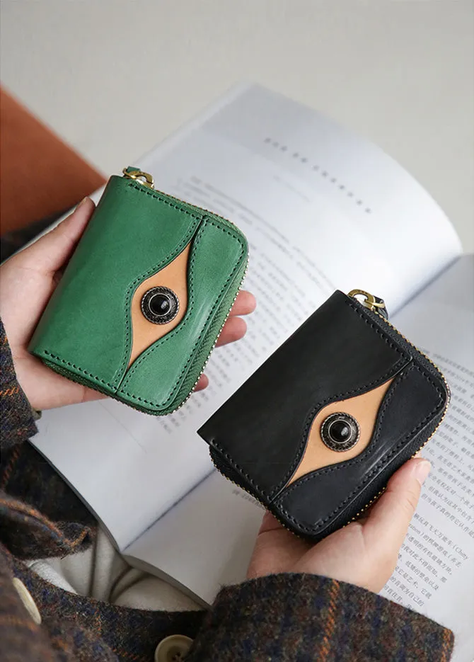 Cool Womens Black Leather Card Wallet Mini Wallet For Women