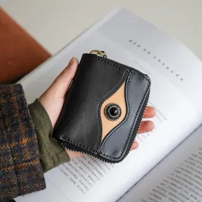 Cool Womens Black Leather Card Wallet Mini Wallet For Women