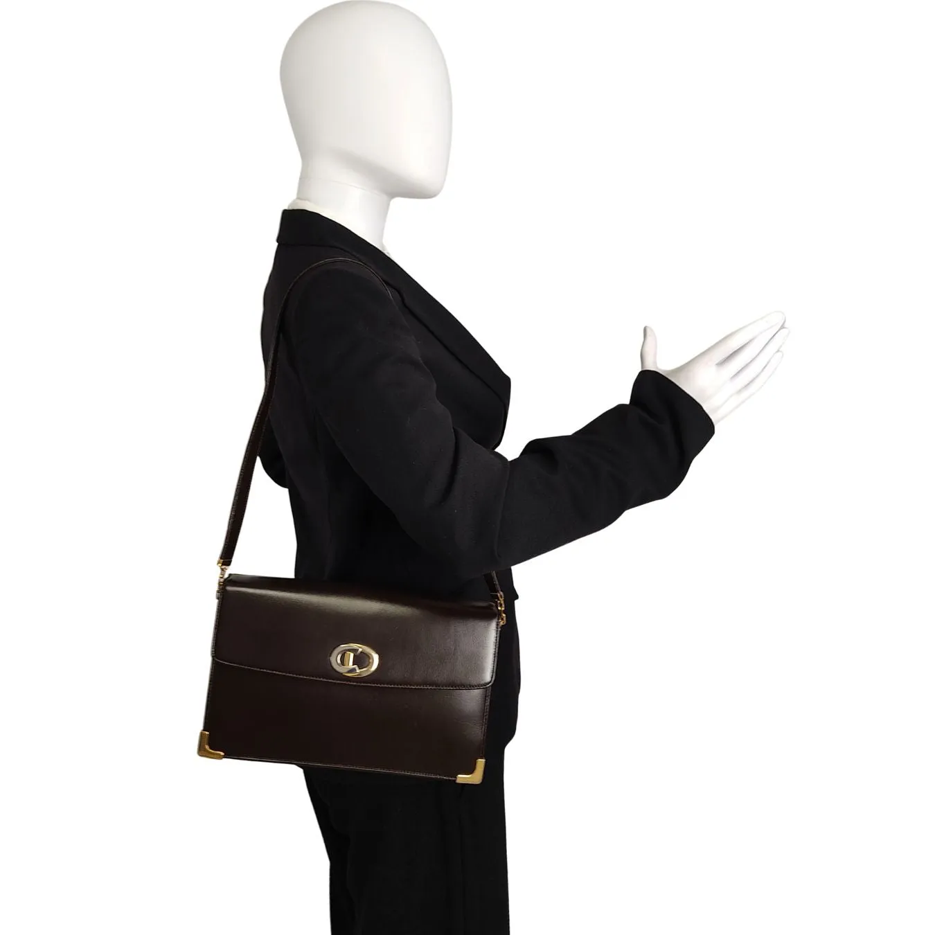 DIOR Christian vintage shoulder bag in brown leather