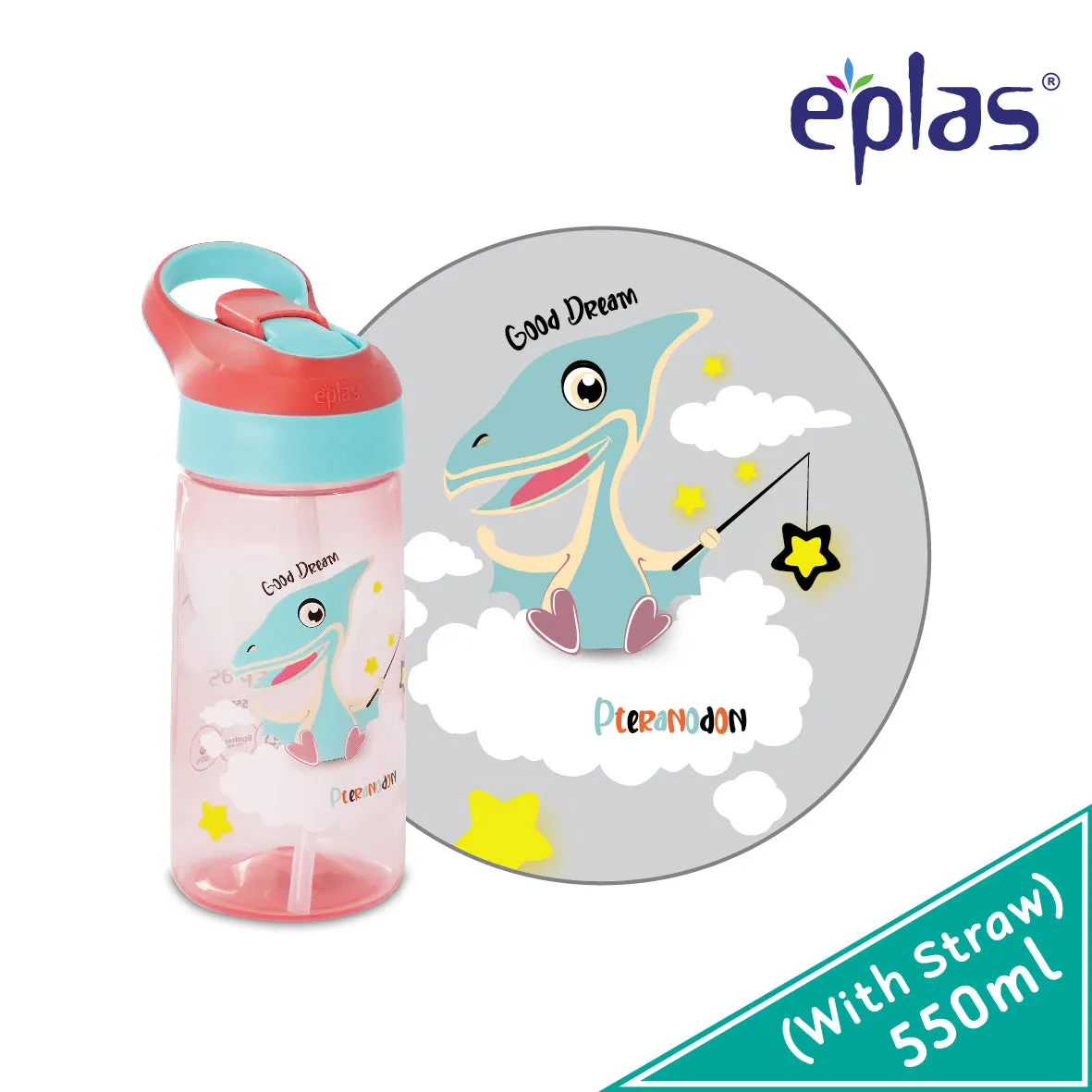 Eplas EBSP 550 PP - kids bottle with cartoon print   straw and handle