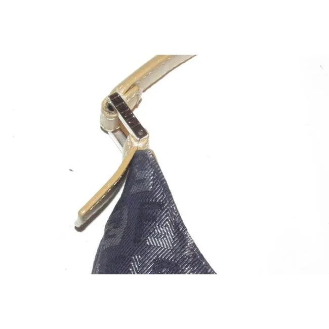 Fendi Style Shoulder Purse Zucchino Or Small F Logo Print Canvas In Shades Of Blues And Grey And Cam
